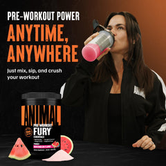 Animal Fury scoop beside timer ready 30 minutes before training