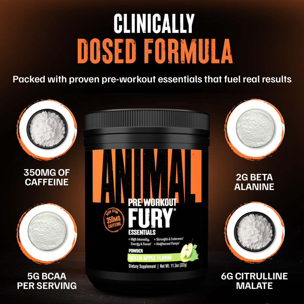 Animal Fury offers 5g BCAA blend to support between-set recovery