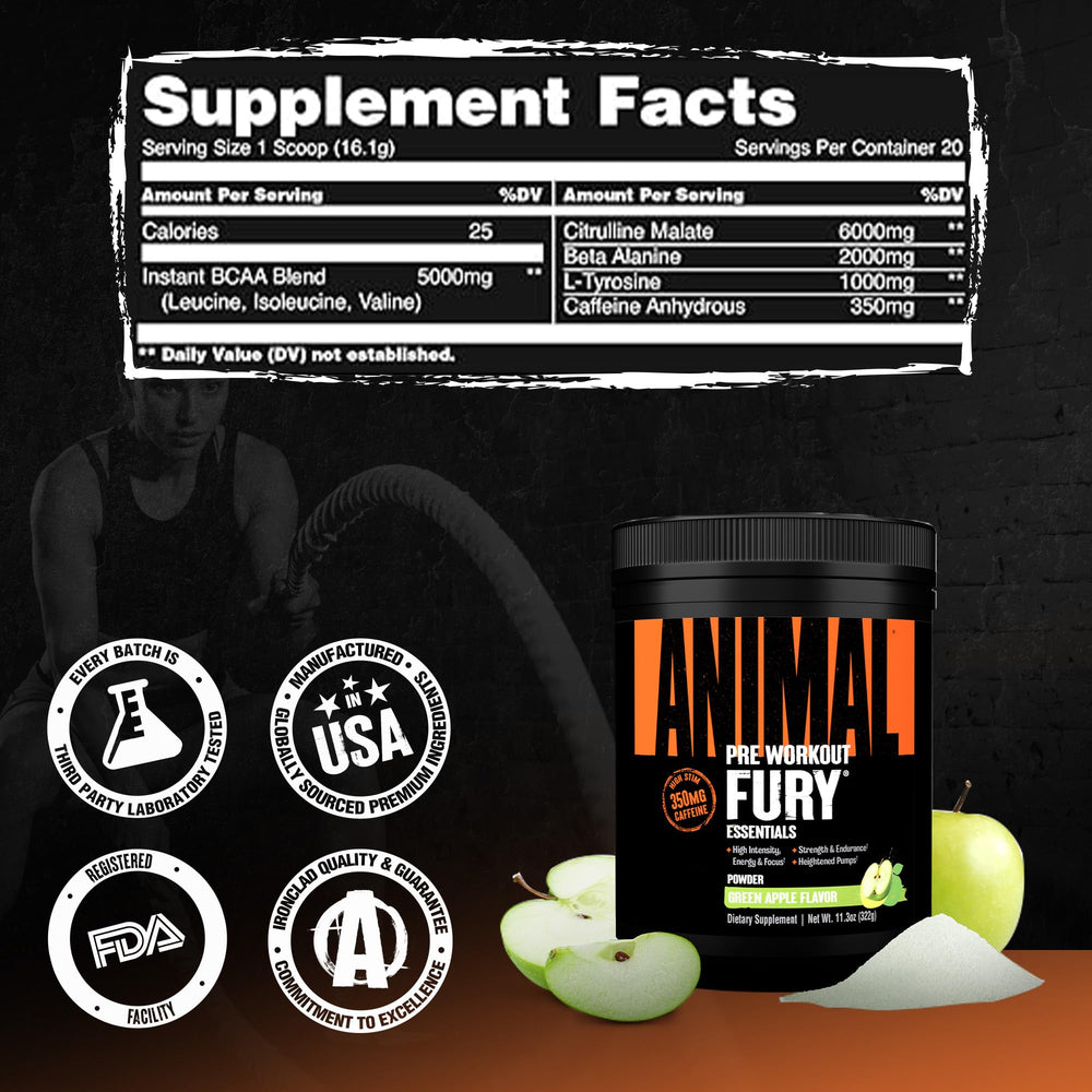 Animal Fury mixes well in 12oz water for a smooth pre-workout drink