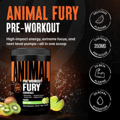 Animal Fury kiwi lime scoop demonstrates quick preworkout serving.
