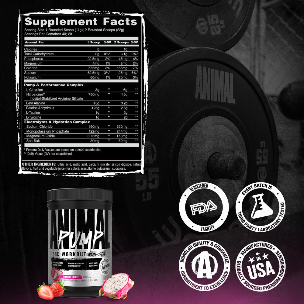 Animal Pump Non-Stim GMP-lab seal indicates safety and quality assurance.