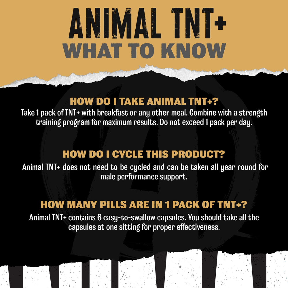Animal TNT+ 30-pack box contents and dosage setup for routine supplementation