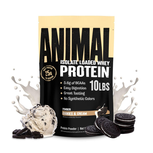 Animal Whey Isolate 25g protein scoop for post-workout recovery.