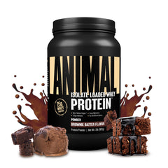 Animal Whey Isolate Brownie Batter bottle highlights premium packaging for post-workout protein.