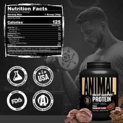 Animal Whey Isolate chocolate packaging setup for gym storage