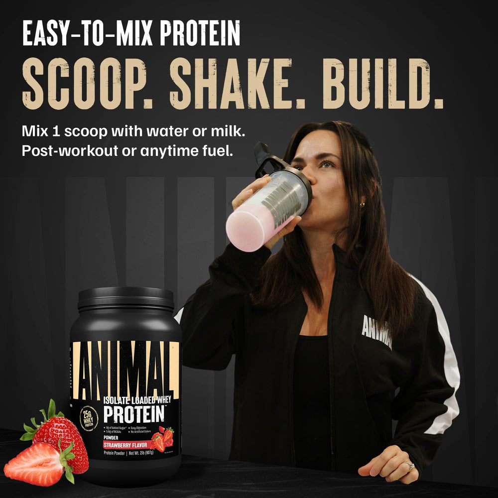 Animal Whey Isolate glass shake ready for post-workout.