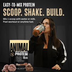 Animal Whey Isolate label closeup highlights enzyme blend and quality.