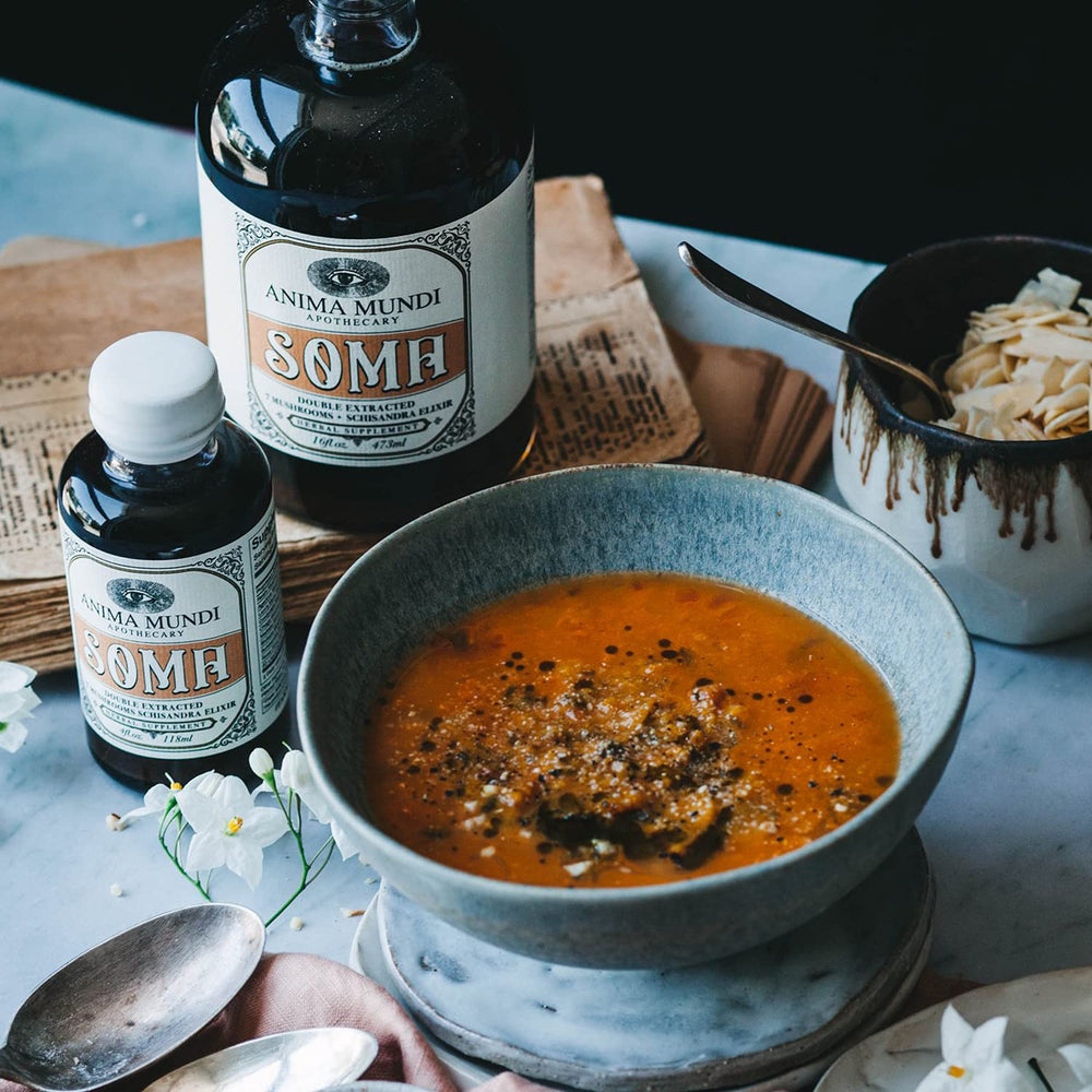 Anima Mundi Soma mushrooms ingredients showcase supports vitality and natural resilience.