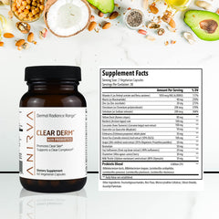 ANIRVA ClearDerm packaging front showcases vegan and gluten-free acne solution.