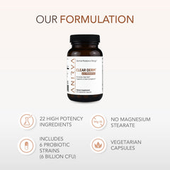ANIRVA ClearDerm vegan capsules emphasize plant-based, allergen-friendly skin support.