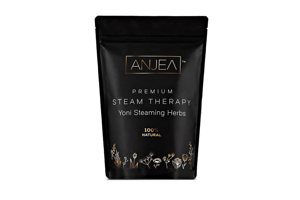 ANJEA Yoni Steamer packaging shown as premium self-care kit for ritual use.