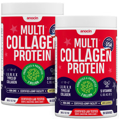 anocin Multi Collagen Powder bottle showcases grass-fed formula for skin and joint support