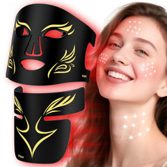 Anpor red light therapy mask on the face for rejuvenation and routine use.
