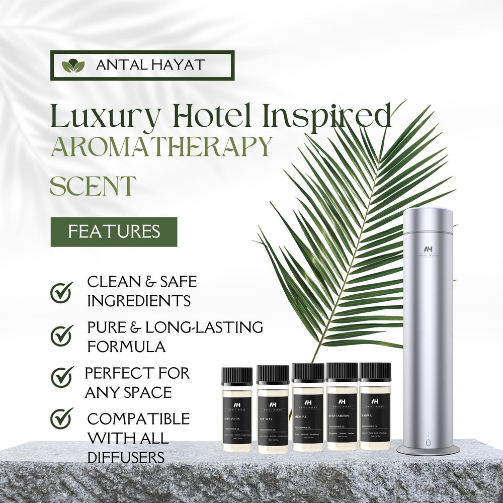 ANTAL HAYAT 24K Magic diffuser oil bottle label close-up conveys premium quality.