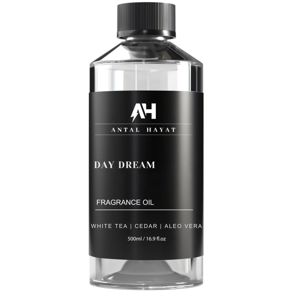 ANTAL HAYAT Day Dream diffuser bottle shows premium 500ml packaging for luxury homes.