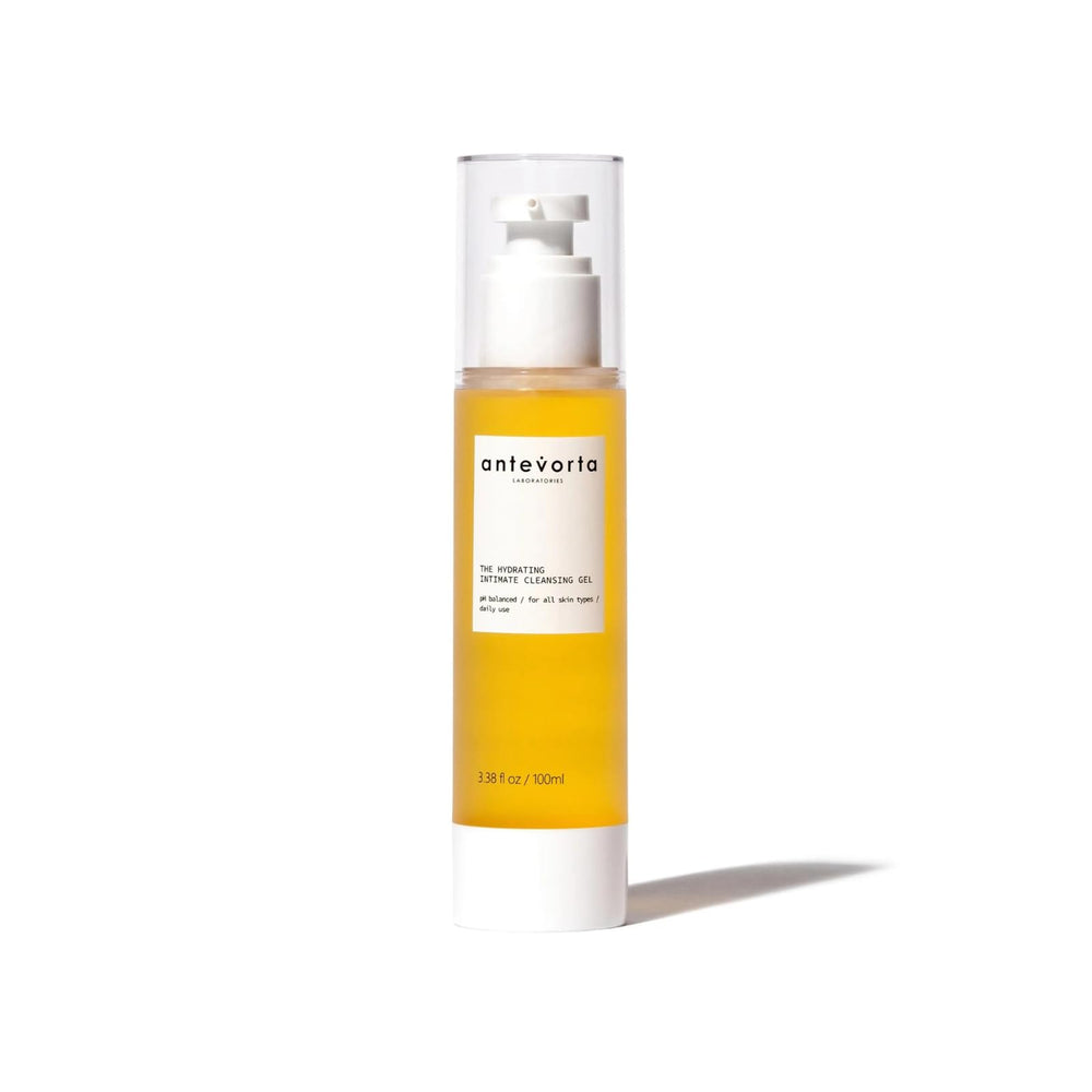 Antevorta Feminine Wash bottle pour showing smooth gel texture