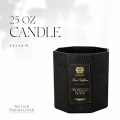 Antica Farmacista Prosecco Black candle vessel with pearlescent texture, elegant home accent.
