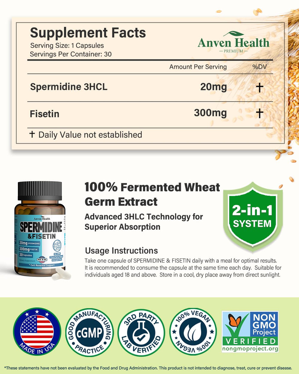 Anven Health capsules close-up highlighting convenient daily capsules