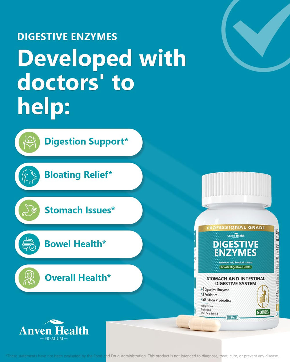Anven Health triple prebiotic blend bottle promoting microbiome fuel.
