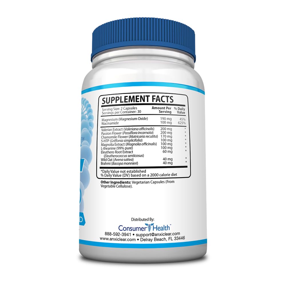 AnxiClear day formula dosage two capsules simple morning routine.