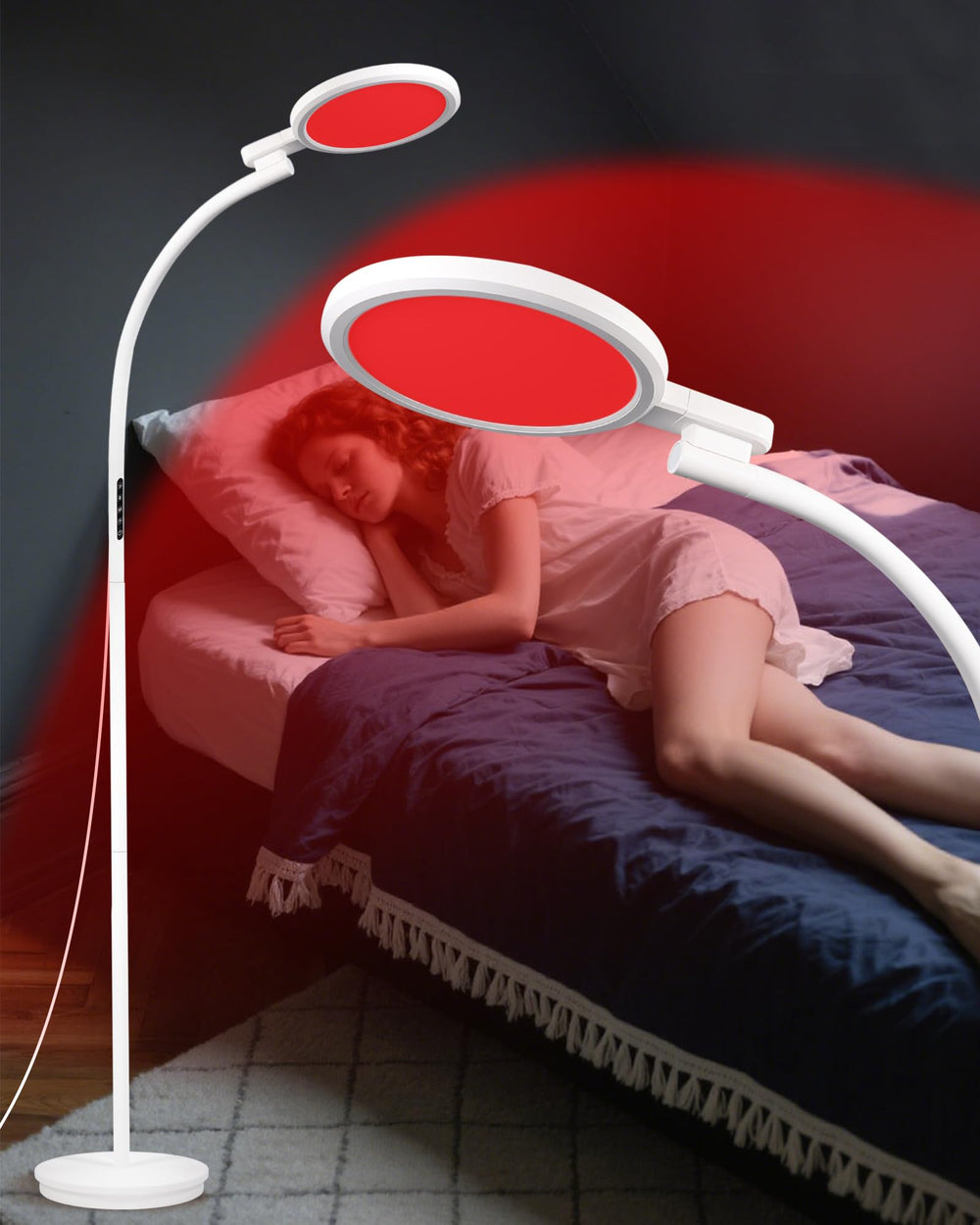 Aoife 670nm red light floor lamp front view for restful evenings