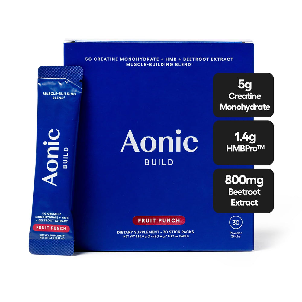 AONIC Build 3-in-1 Fruit Punch pack front view for convenience