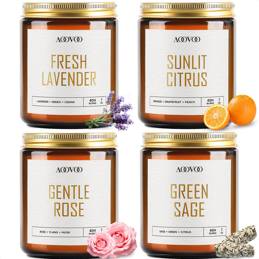 AOOVOO Lavender jar candle in the set creates calming ambiance for relaxation.