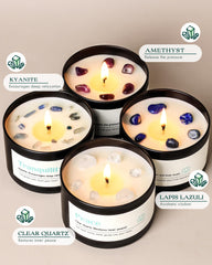 AOOVOO Crystal Calm Candles 4-pack emphasizes compact design for small spaces.