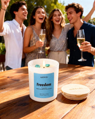 AOOVOO Empower Candles Set Freedom fragrance with turquoise crystal for uplifting space.