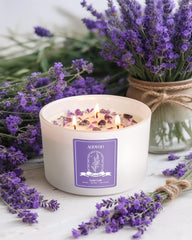 AOOVOO three-wick setup diffuses lavender aroma through a living room