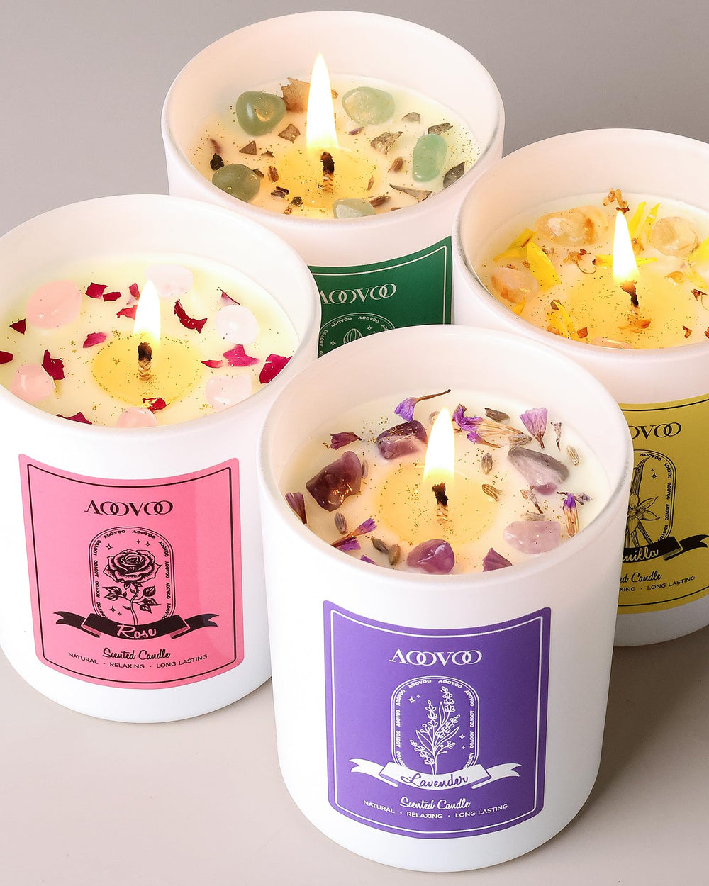 AOOVOO soy wax candle packaging for elegant gifting