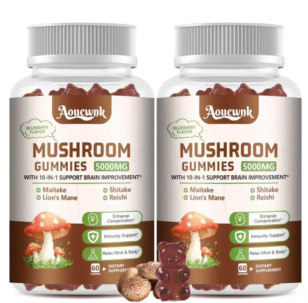 Aouewnk 2-pack bottle front with berry gummies for daily brain and immune support.