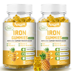 Aouewnk iron gummies bottle front view for daily energy