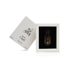 AOUJ Dehn Oud maroon-vanilla bottle pour preview for luxurious evening scent.
