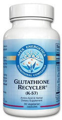 Apex Energetics Glutathione Recycler bottle with capsules for cellular antioxidant support.
