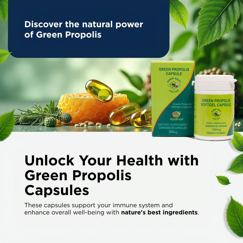 ApisBrasil Green Propolis capsules for convenient daily use.