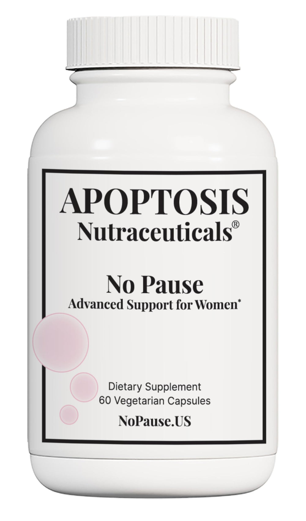Apoptosis Menopause bottle-front for daily menopause support.