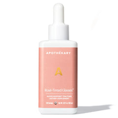 Apothékary Rosé-Tinted Glasses bottle highlights a wine-inspired, alcohol-free drop for mood support and focus.