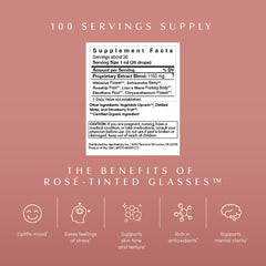 Apothékary Rosé-Tinted Glasses dropper close-up delivers precise dosing for daytime calm and clarity.