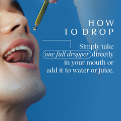 Apothekary Take The Edge Off dropper dispensing the herbal blend for stress relief