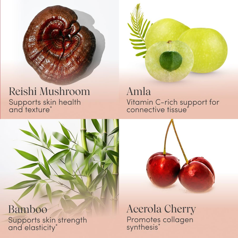 The Honest Youth tremella and reishi mushrooms highlight skin supporting ingredients.