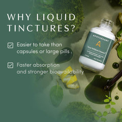 Apothekary Wildest Greens Drops poured into a glass for a greens boost.