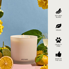 APOTHEKE Bergamot Tangerine candle packaging designed for gifting