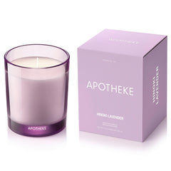 APOTHEKE Hinoki Lavender petite candle jar for long-lasting fragrance.