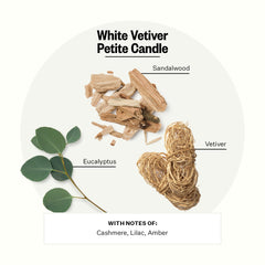APOTHEKE White Vetiver petite candle side view highlighting the 5 oz size