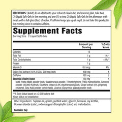 Applied Nutrition Green Tea Fat Burner capsules highlight caffeine and EGCG for weight management potential