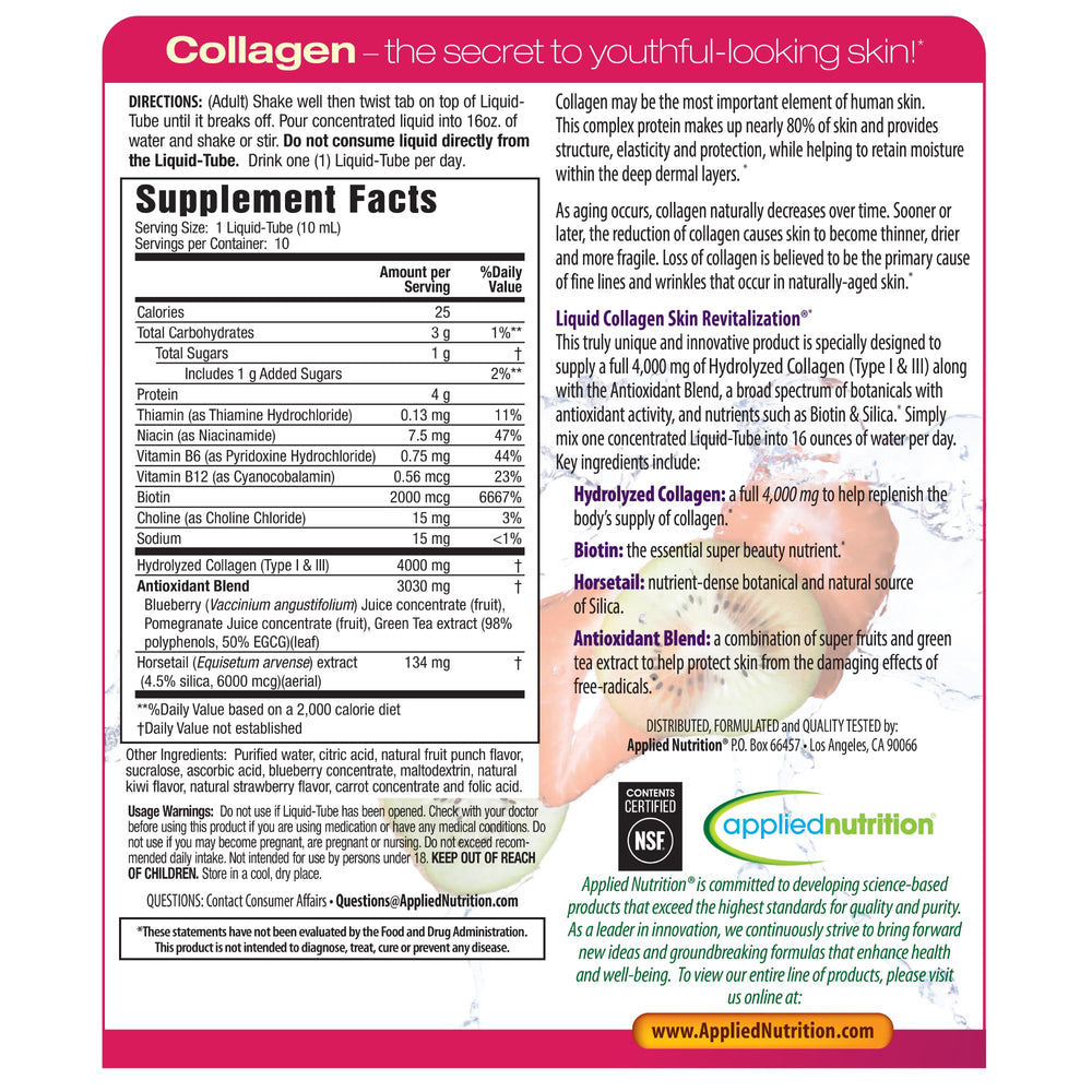 Applied Nutrition Liquid Collagen ready-to-mingle formula for daily skincare.