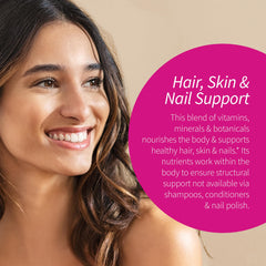 Applied Nutrition Longer Stronger Hair and Nails bottle highlights silica content for structural support.