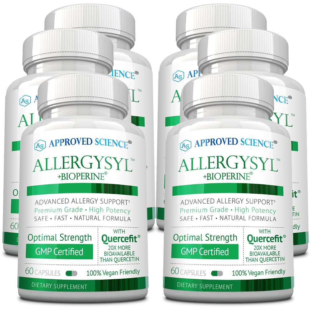 Approved Science Allergysyl bottle front view showing vegan formulation and USA-made quality