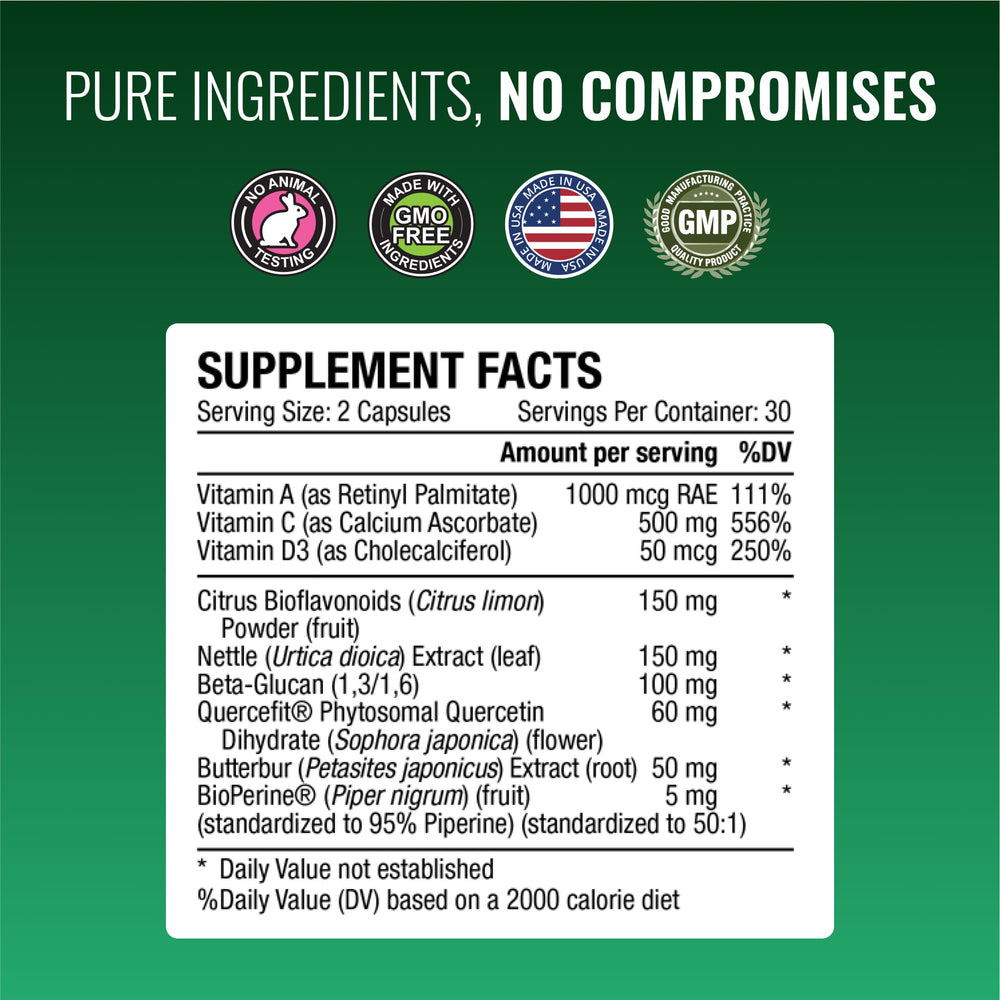 Approved Science Allergysyl Made in USA packaging emphasizing quality and vegan formula